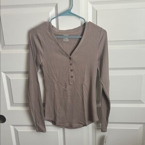 Sonoma Women's Brown Long Sleeve Henley Top
